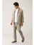 Erkek Gri Relaxed Fit Beli Lastikli %100 Keten Pantolon B003032 3