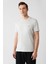 Erkek Gri Bisiklet Yaka Sırt Ve Göğsü Logo Baskılı T-shirt B001040 1
