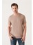 Erkek Vizon Soft Regular Fit Soft Touch Bisiklet Yaka Düz Modal T-Shirt B001171 1