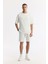 Erkek Ekru Bisiklet Yaka Oversize Aplike Baskı Detaylı 2'İplik T-Shirt A51Y1082 6