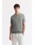 Erkek Gri Regular Fit Polo Yaka Dokulu Triko T-shirt B005120 1