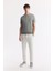 Erkek Gri Regular Fit Polo Yaka Dokulu Triko T-shirt B005120 5