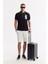 Erkek Siyah Regular Fit Fermuarlı Polo Yaka Önü Enjeksiyon Baskılı T-shirt A51y1167 7