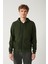 Erkek Haki Kapüşonlu 3 Iplik Şardonlu Fermuarlı Sweatshirt E001019 3