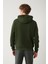 Erkek Haki Kapüşonlu 3 Iplik Şardonlu Fermuarlı Sweatshirt E001019 4