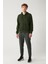 Erkek Haki Kapüşonlu 3 Iplik Şardonlu Fermuarlı Sweatshirt E001019 6