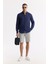 Erkek Indigo Comfort Fit %100 Keten Düğmeli Yaka Gömlek B002191 7