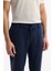 Erkek Lacivert Relaxed Fit Beli Lastikli %100 Keten Pantolon B003032 4