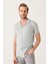 Erkek Gri Apaj Yaka Düğmeli Triko T-shirt B005008 1