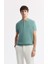 Erkek Nil Yeşili Regular Fit Polo Yaka Dokulu Triko T-shirt B005120 1
