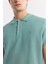 Erkek Nil Yeşili Regular Fit Polo Yaka Dokulu Triko T-shirt B005120 2