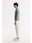 Erkek Nil Yeşili Regular Fit Polo Yaka Dokulu Triko T-shirt B005120 3