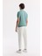 Erkek Nil Yeşili Regular Fit Polo Yaka Dokulu Triko T-shirt B005120 4