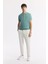 Erkek Nil Yeşili Regular Fit Polo Yaka Dokulu Triko T-shirt B005120 5