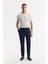 Erkek Lacivert Relaxed Fit Beli Lastikli %100 Keten Pantolon B003032 7