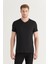 Erkek Siyah %100 Pamuk V Yaka T-Shirt E001001 1