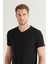 Erkek Siyah %100 Pamuk V Yaka T-Shirt E001001 2