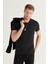 Erkek Siyah %100 Pamuk V Yaka T-Shirt E001001 4