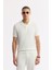 Erkek Ekru Regular Fit Polo Yaka Dokulu Triko T-shirt B005120 1