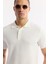 Erkek Ekru Regular Fit Polo Yaka Dokulu Triko T-shirt B005120 2