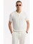 Erkek Ekru Regular Fit Polo Yaka Dokulu Triko T-shirt B005120 6