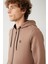 Erkek Açık Kahverengi Kapüşonlu 3 Iplik Şardonlu Fermuarlı Sweatshirt E001019 2