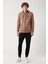 Erkek Açık Kahverengi Kapüşonlu 3 Iplik Şardonlu Fermuarlı Sweatshirt E001019 5