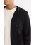 Erkek Siyah Kapüşonlu 3 Iplik Şardonlu Fermuarlı Sweatshirt E001019 2