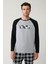 Erkek Gri Bisiklet Yaka Pamuklu Reglan Özel Kutulu Pijama Takımı E003305 3