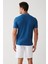 Erkek Indigo Kıvrılmaz Yaka Cepli 2 Düğmeli Polo Yaka T-shirt E001031 4