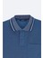 Erkek Indigo Kıvrılmaz Yaka Cepli 2 Düğmeli Polo Yaka T-shirt E001031 8
