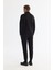Erkek Siyah Dik Yaka Fermuarlı 3 Iplik Şardonlu Sweatshirt E001020 4