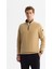 Erkek Bej Soğuğa Dayanıklı Yarım Fermuarlı Dik Yaka Polar Sweatshirt E001068 1