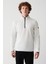Erkek Beyaz Soğuğa Dayanıklı Yarım Fermuarlı Dik Yaka Polar Sweatshirt E001068 1