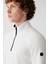 Erkek Beyaz Soğuğa Dayanıklı Yarım Fermuarlı Dik Yaka Polar Sweatshirt E001068 2