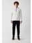 Erkek Beyaz Soğuğa Dayanıklı Yarım Fermuarlı Dik Yaka Polar Sweatshirt E001068 4
