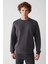 Erkek Antrasit Bisiklet Yaka 3 Iplik Şardonlu Pamuklu Sweatshirt E001017 1