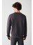Erkek Antrasit Bisiklet Yaka 3 Iplik Şardonlu Pamuklu Sweatshirt E001017 4