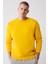 Erkek Sarı Bisiklet Yaka 3 Iplik Şardonlu Pamuklu Sweatshirt E001017 1
