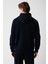 Erkek Lacivert Kapüşonlu 3 Iplik Şardonlu Pamuklu Sweatshirt E001018 4