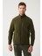 Erkek Haki Dik Yaka Soğuğa Dayanıklı Fermuarlı Polar Sweatshirt E001069 3