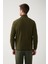 Erkek Haki Dik Yaka Soğuğa Dayanıklı Fermuarlı Polar Sweatshirt E001069 4