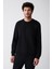 Erkek Siyah Bisiklet Yaka Pamuklu 2 Iplik Şardonsuz Sweatshirt E001200 1