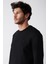 Erkek Siyah Bisiklet Yaka Pamuklu 2 Iplik Şardonsuz Sweatshirt E001200 2