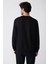Erkek Siyah Bisiklet Yaka Pamuklu 2 Iplik Şardonsuz Sweatshirt E001200 4