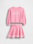 Kız Bebek Pembe Barbie Vintage Yumuşak Sweat Şort Takımı 4