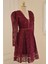 Bordo Dantelli Kısa Abiye 1451 3