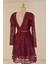 Bordo Dantelli Kısa Abiye 1451 4