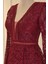 Bordo Dantelli Kısa Abiye 1451 5