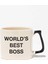 Worlds Best Boss Baskılı | The Office Hediyelik | Siyah Kulplu Modern Seramik Kupa 1